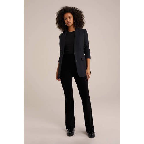 WE Fashion fluwelen flared broek zwart afbeelding