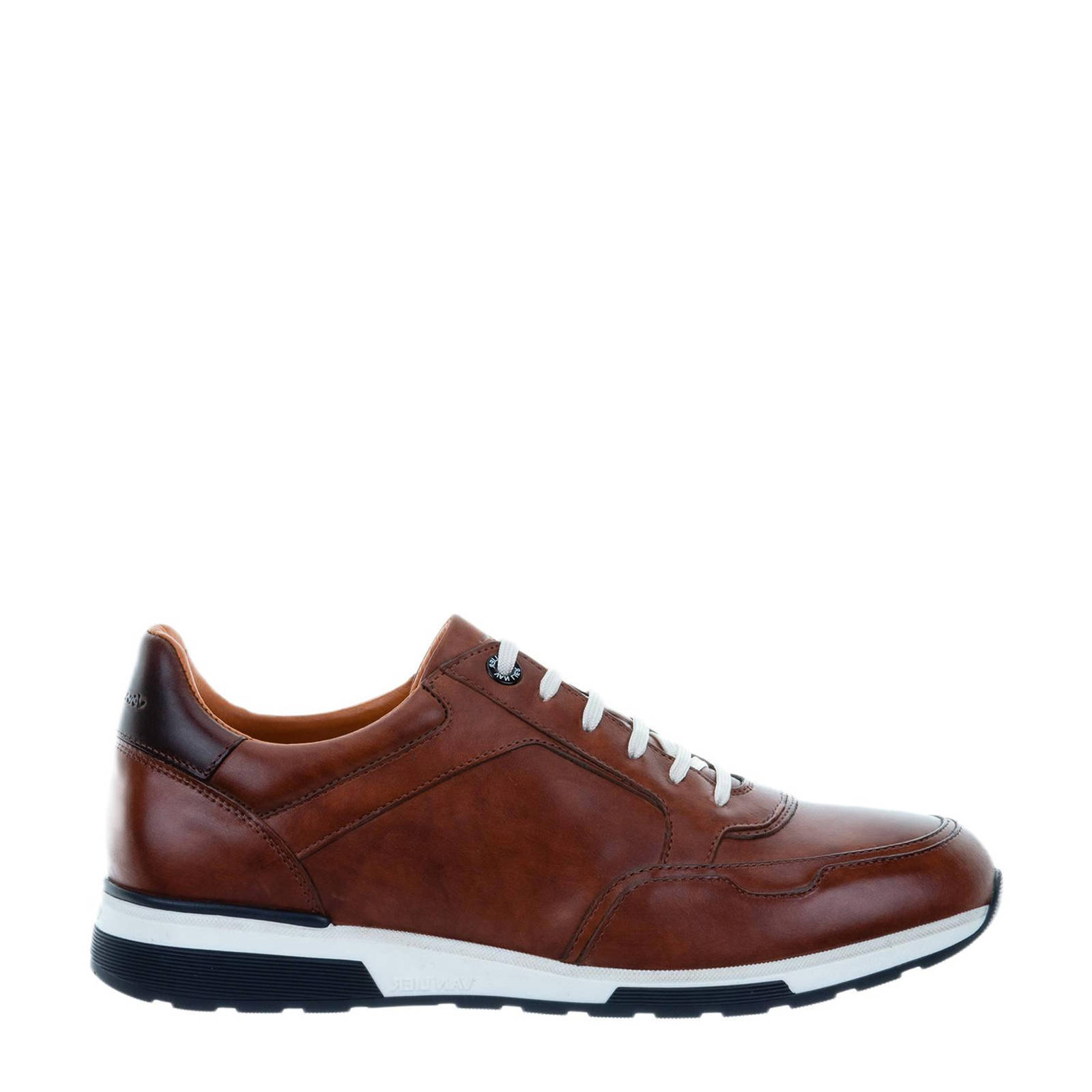 Van Lier Chavar leren sneakers cognac | wehkamp