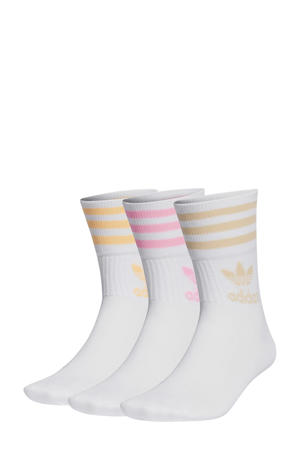 Adicolor sokken set van 3 - wit/roze/geel