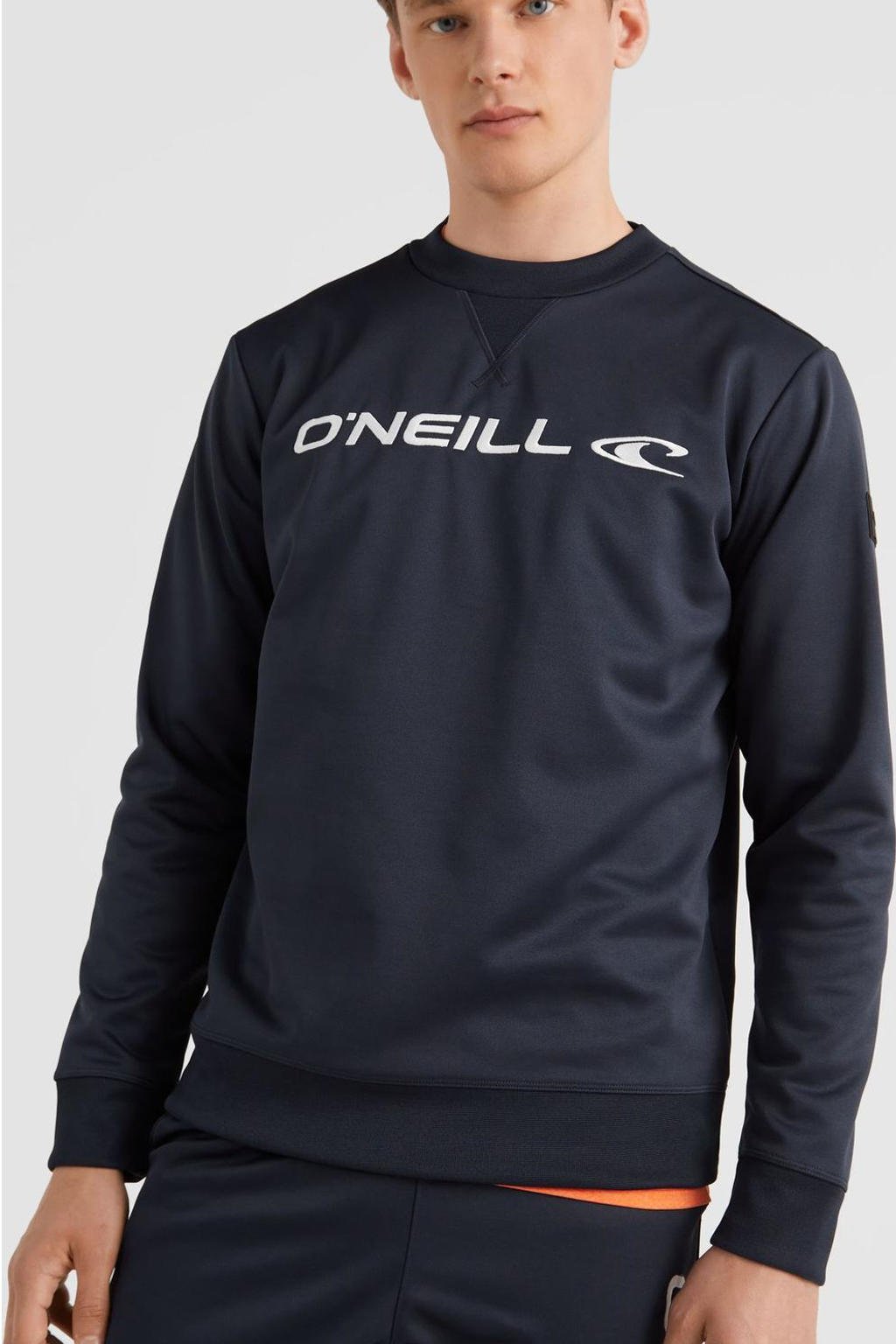 Donkerblauwe heren O'Neill sweater Rutile van polyester met logo dessin, lange mouwen en ronde hals