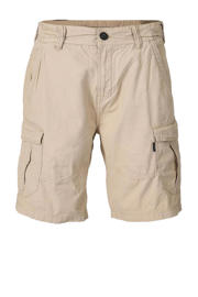 thumbnail: Zandkleurige heren Brunotti short Caldo van katoen met relaxed, regular waist, rits- en knoopsluiting en effen