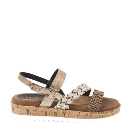 Lazamani leren sandalen beige/goud afbeelding
