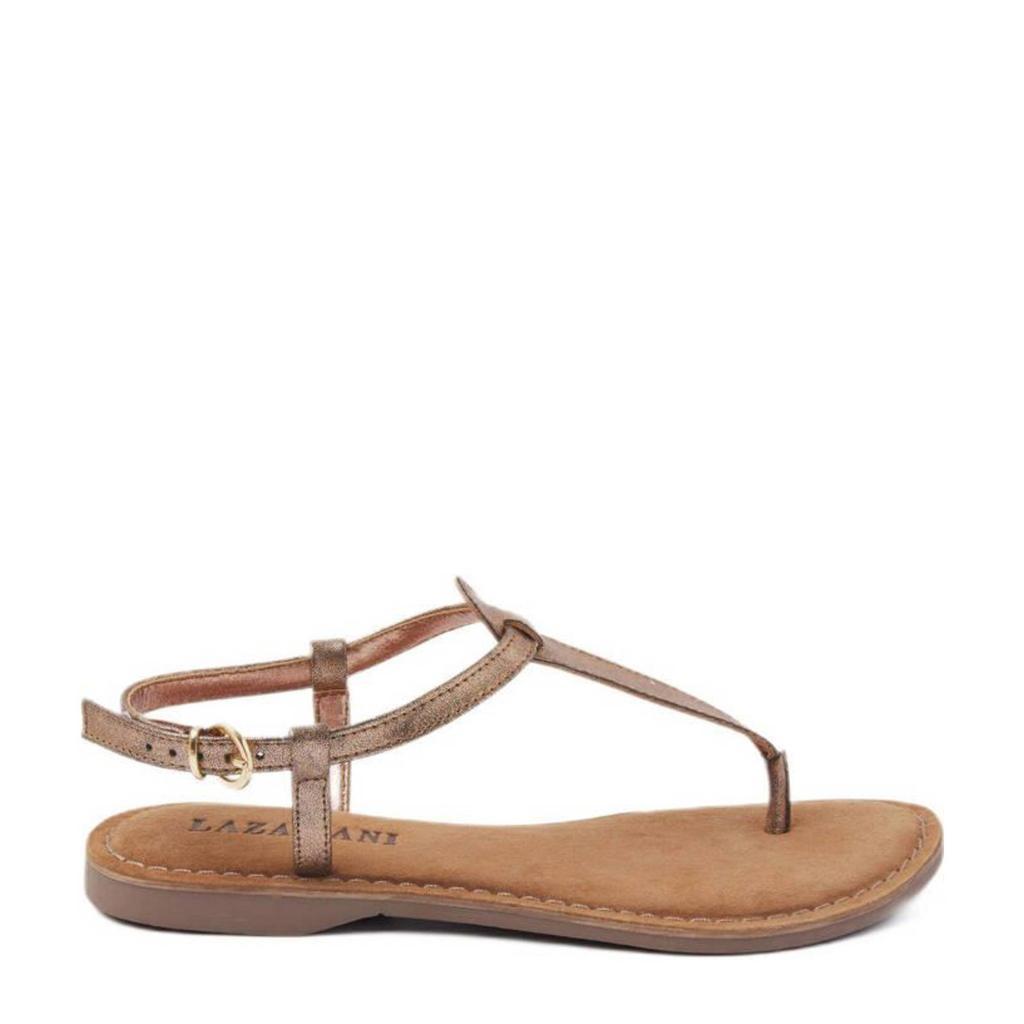 Roségouden dames Lazamani leren sandalen met gesp