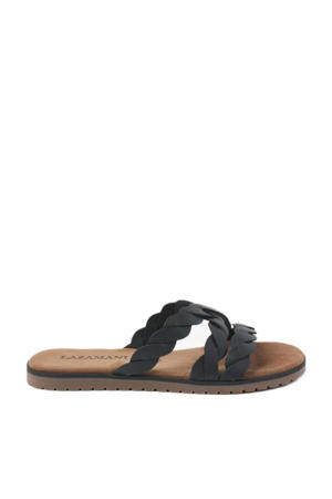 leren slippers zwart