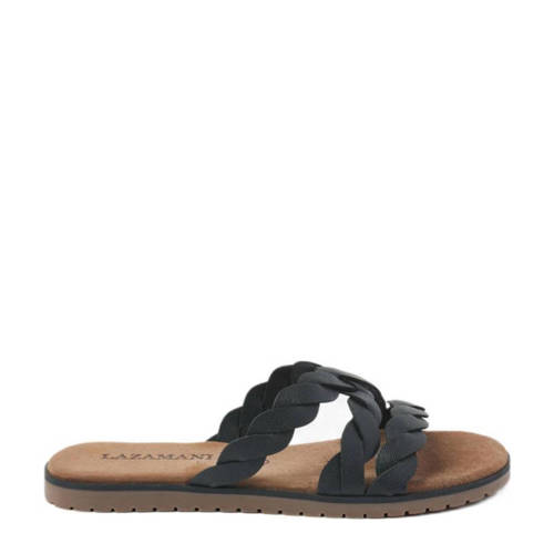 Lazamani leren slippers zwart afbeelding