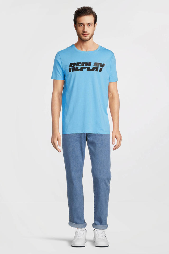 Metalen lijn Steken slachtoffers REPLAY T-shirt met logo powder blue | wehkamp