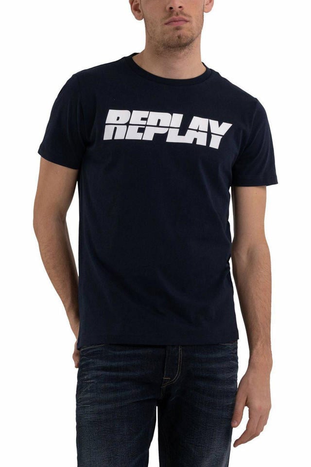 doos Bestudeer Lijken REPLAY T-shirt met logo dark blue | wehkamp