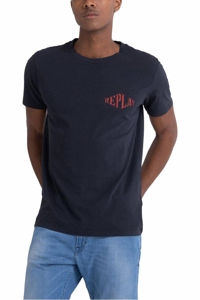 Gewoon overlopen Boer Veroveraar REPLAY T-shirt met backprint blue | wehkamp