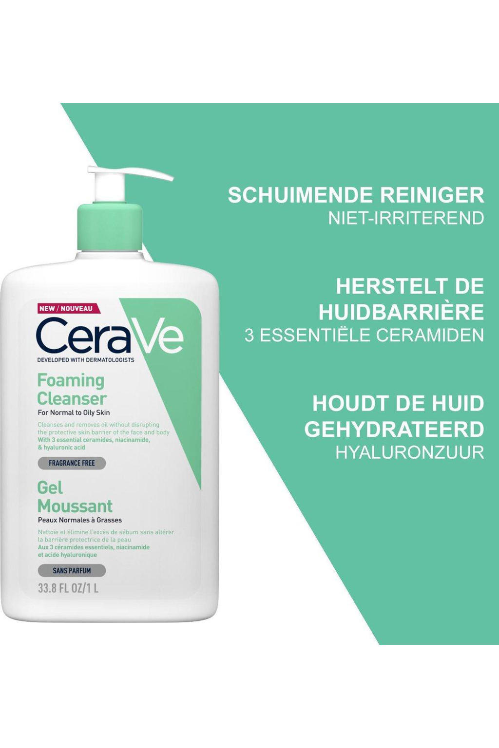 CeraVe Foaming Cleanser reinigingsschuim 1000 ml wehkamp