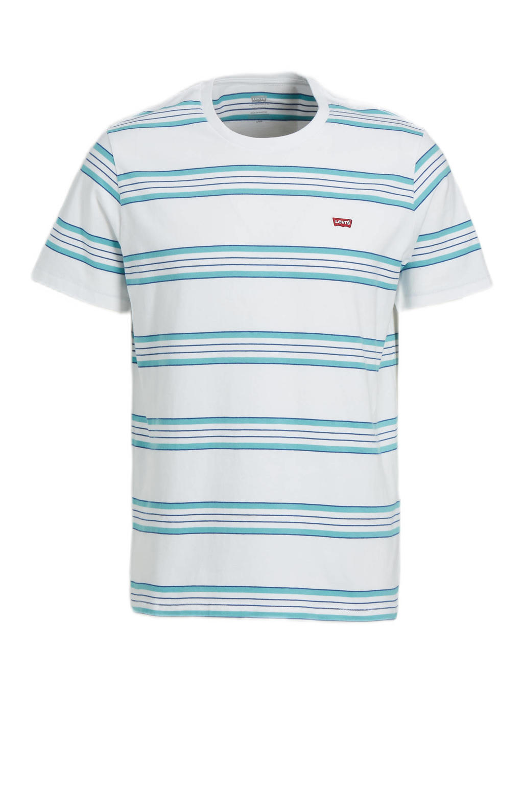 Witte heren Levi's T-shirt van katoen met strepenprint, korte mouwen en ronde hals