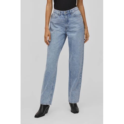 VILA high waist straight fit jeans VIKELLY light blue denim afbeelding