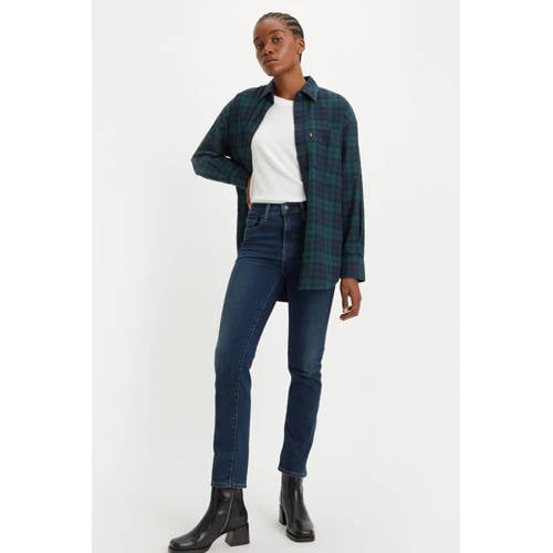 Levi's 724 high waist straight leg jeans dark blue denim afbeelding