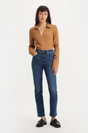 724 high waist straight leg jeans dark blue denim