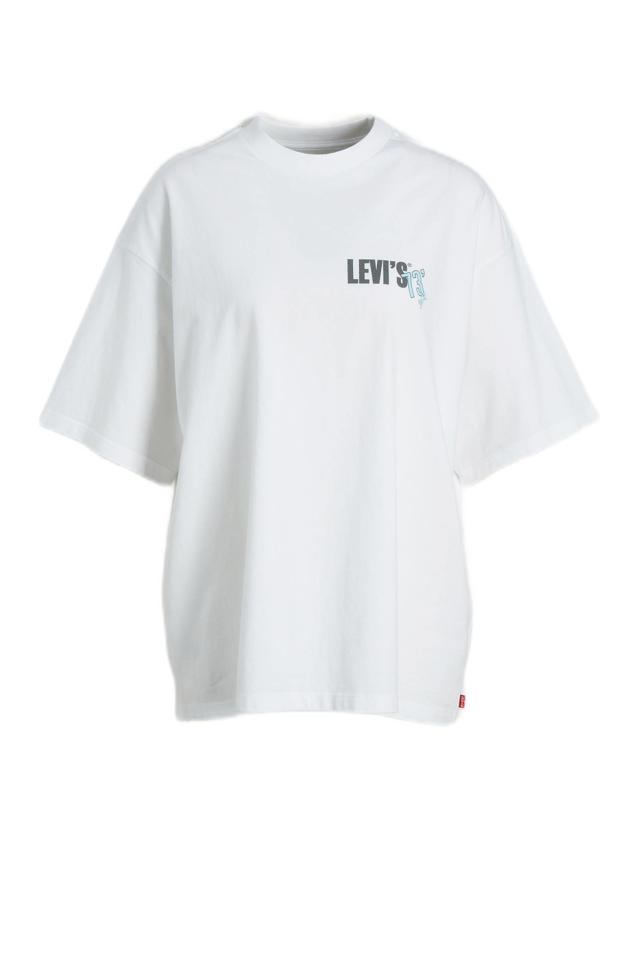 Schildknaap Dader Intentie Levi's T-shirt met printopdruk wit/blauw | wehkamp
