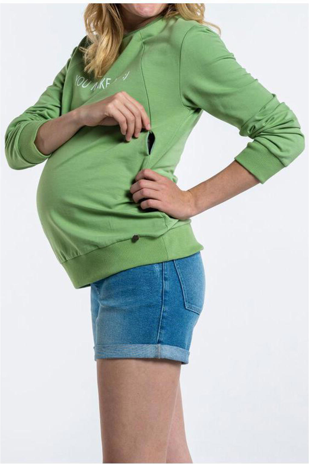 LOVE2WAIT zwangerschaps en voedingssweater groen wehkamp