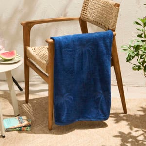 strandlaken Palm - donkerblauw (velours) (200x100 cm)