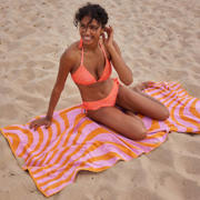thumbnail: BEACHWAVE strandlaken Swirl - roze/oranje (velours) (180x100 cm)