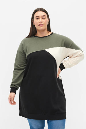 sweater VKATHLEEN zwart/groen/ecru