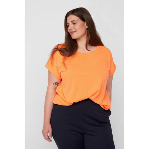 Zizzi T-shirt met omslagdetail MKATJA oranje