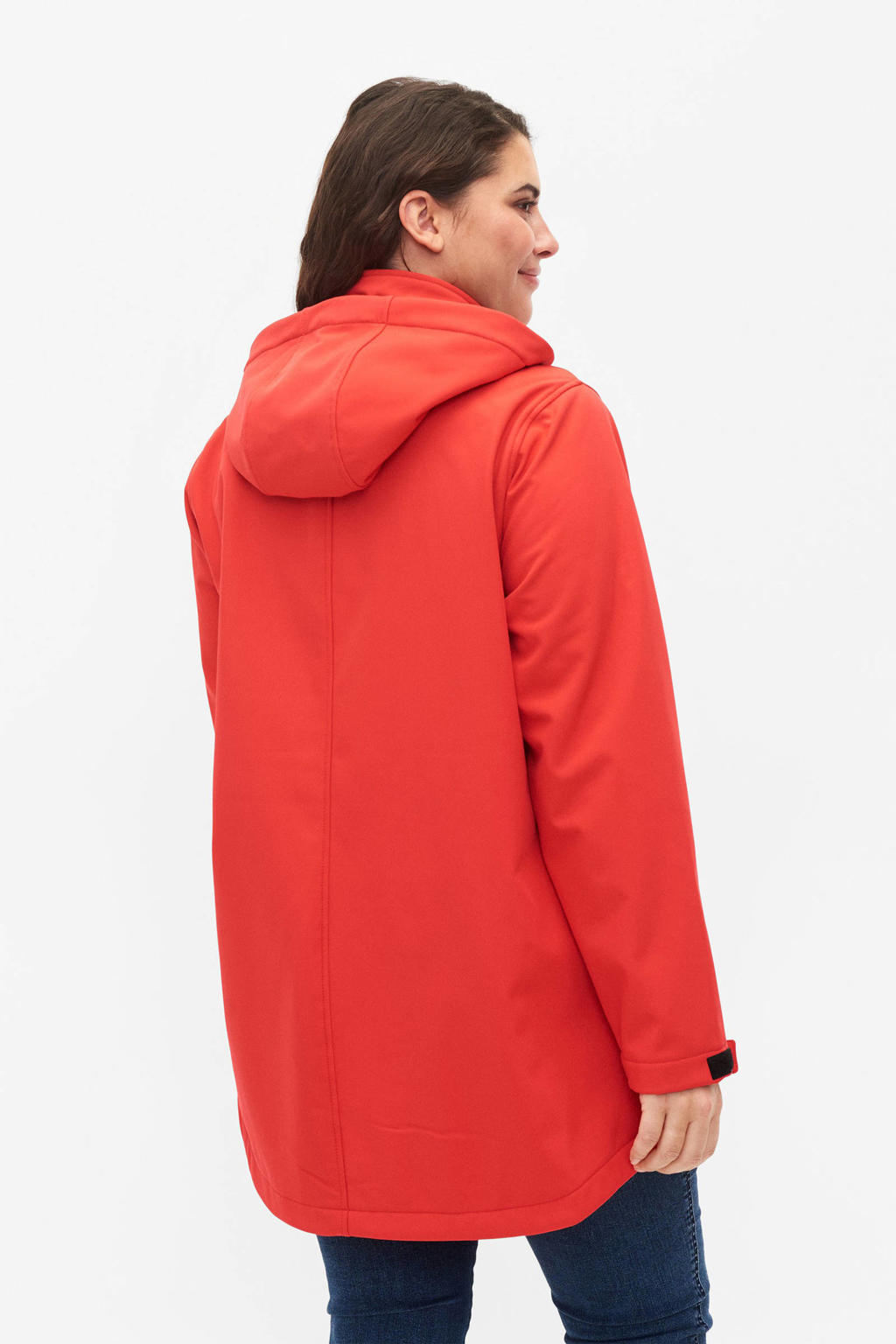 Rode dames Zizzi softshell jas van polyester met lange mouwen, capuchon en ritssluiting