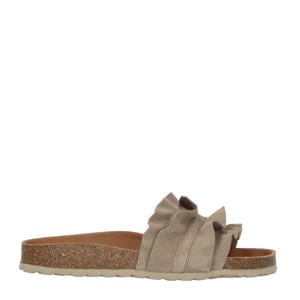 Rocio Serranje volante suède slippers taupe