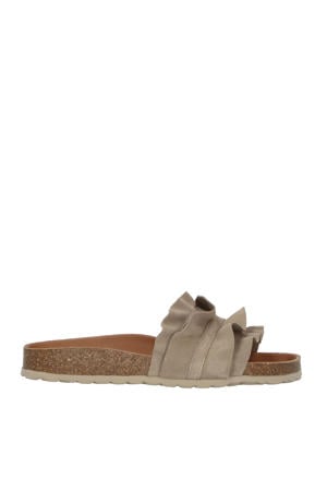 Rocio Serranje volante suède slippers taupe
