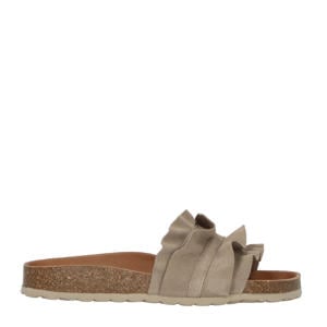 Rocio Serranje volante suède slippers taupe