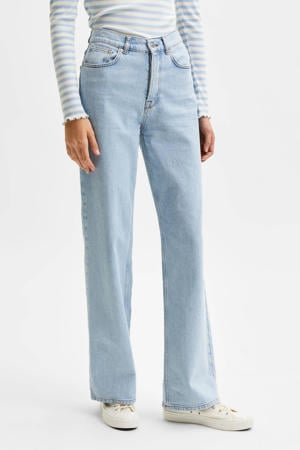high waist wide leg jeans SLFALICE lichtblauw