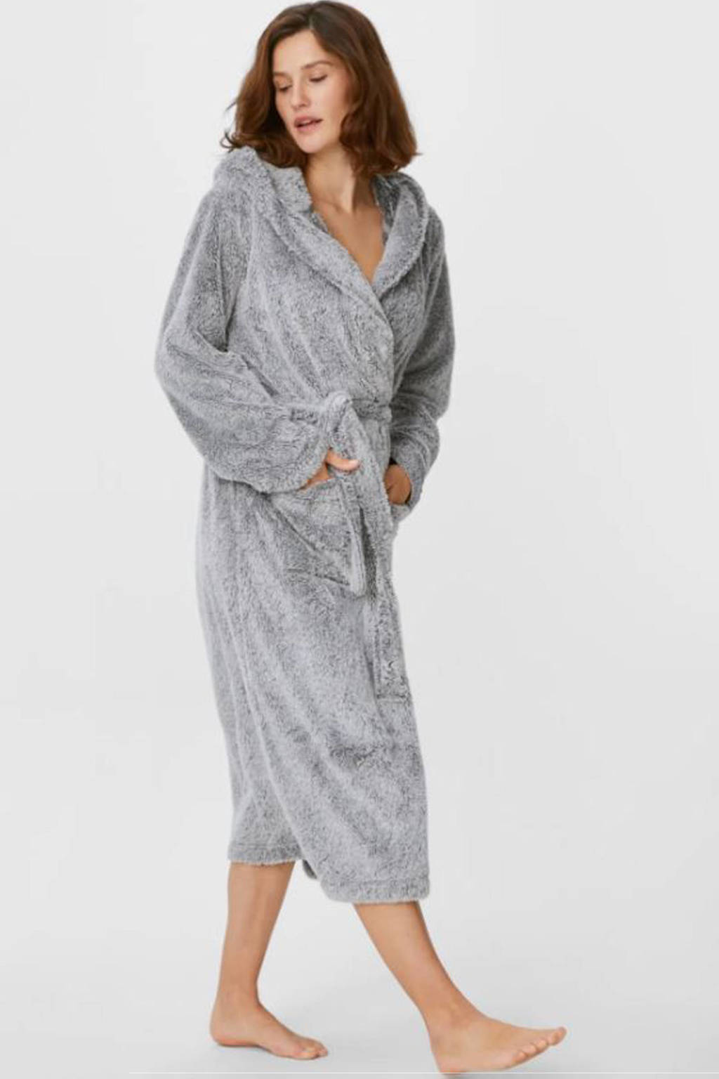Inleg Uitputten lenen C&A fleece badjas met capuchon grijs | wehkamp