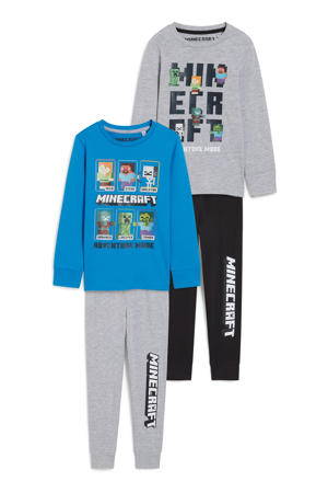   Minecraft pyjama - set van 2 blauw/grijs