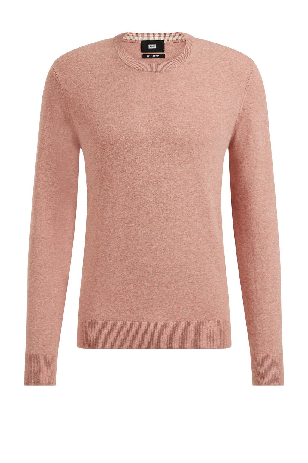 Oranje heren WE Fashion pullover van katoen met lange mouwen en ronde hals