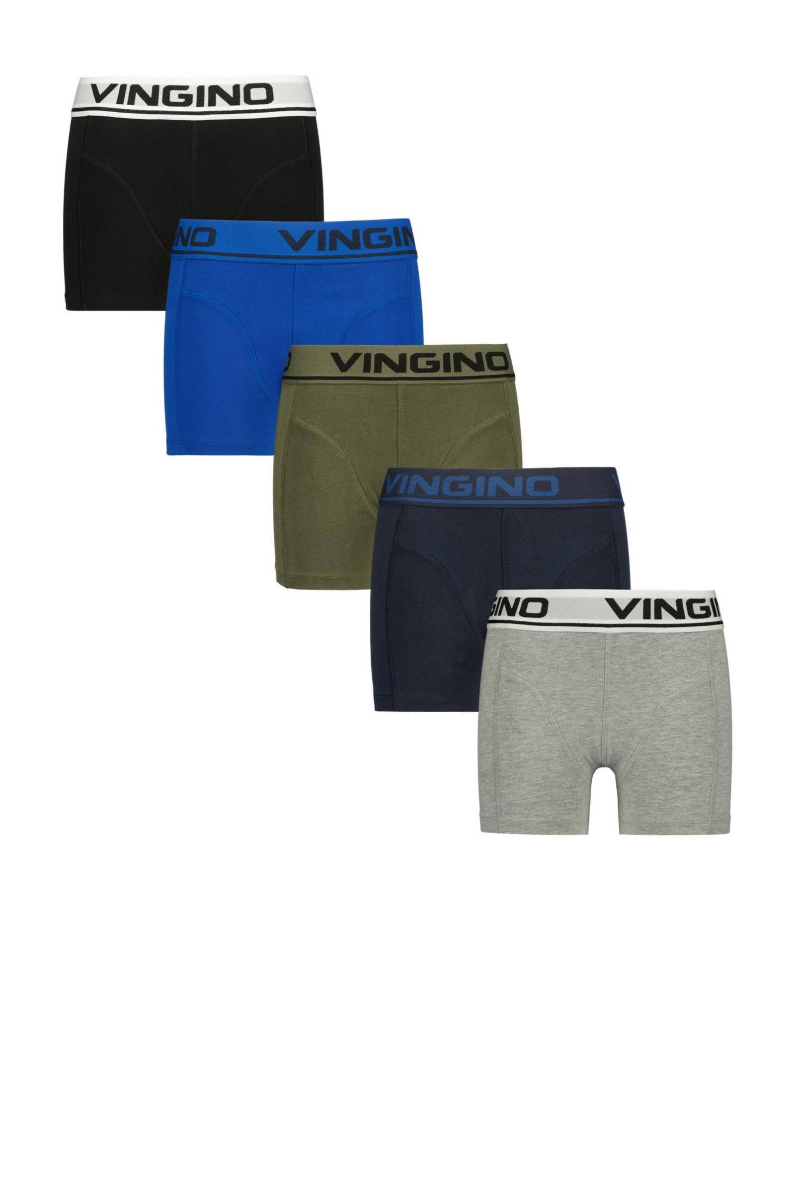 Vingino boxershort set van 5 grijs blauw zwart wehkamp