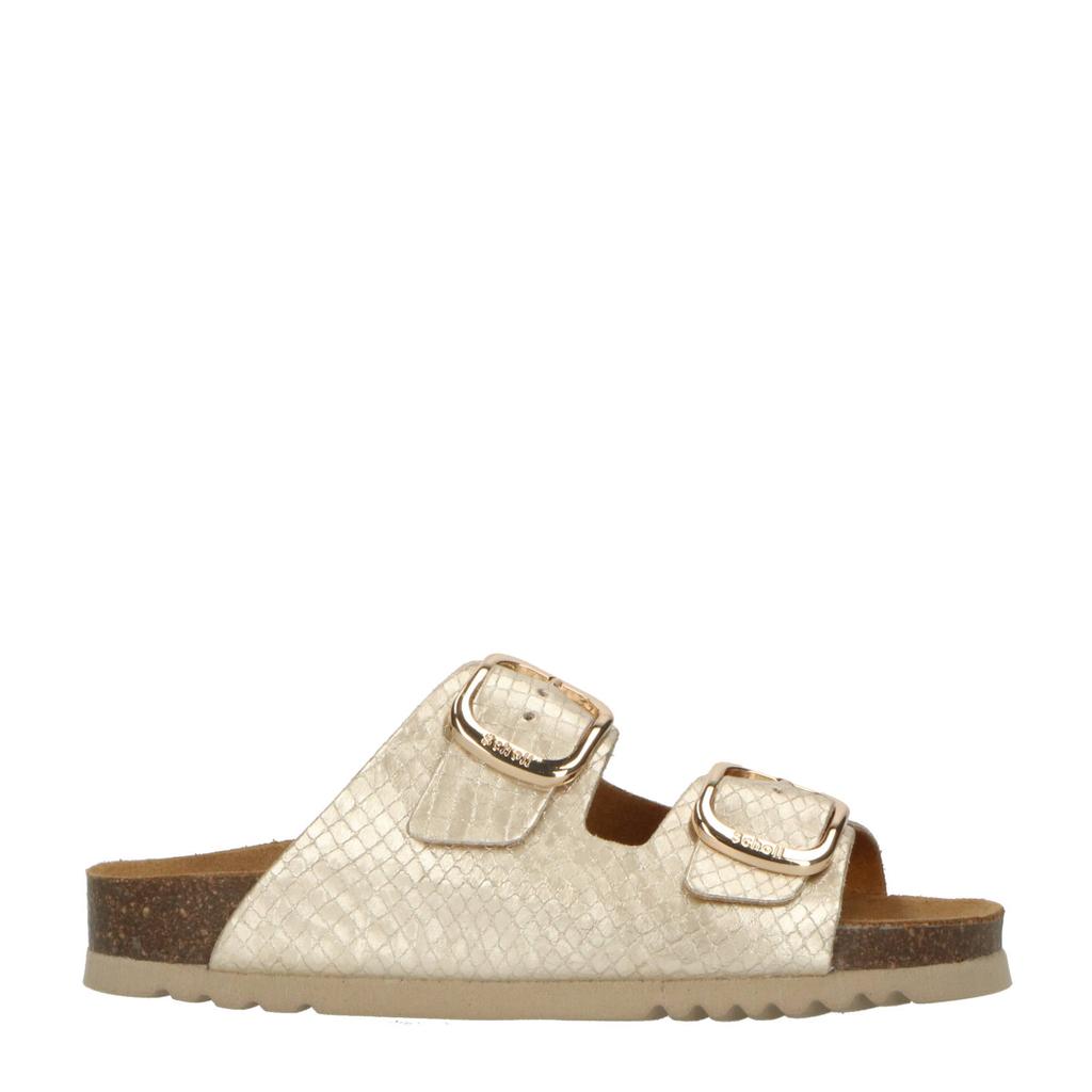 Gouden dames Scholl Noelle slippers van imitatieleer met gesp