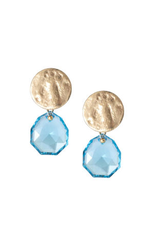 gold plated oorbellen June Aquamarine
