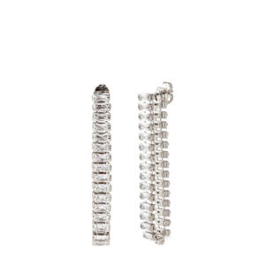 rhodium plated oorbellen Baguette Large