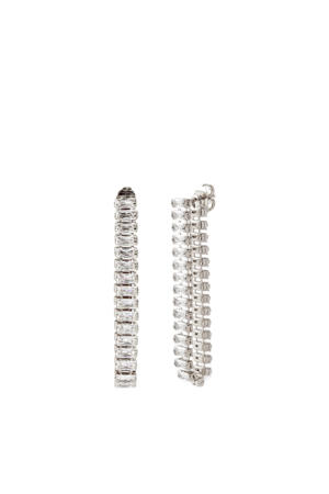 rhodium plated oorbellen Baguette Large