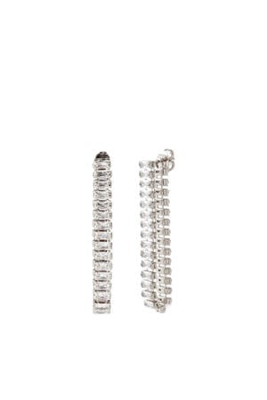 rhodium plated oorbellen Baguette Large