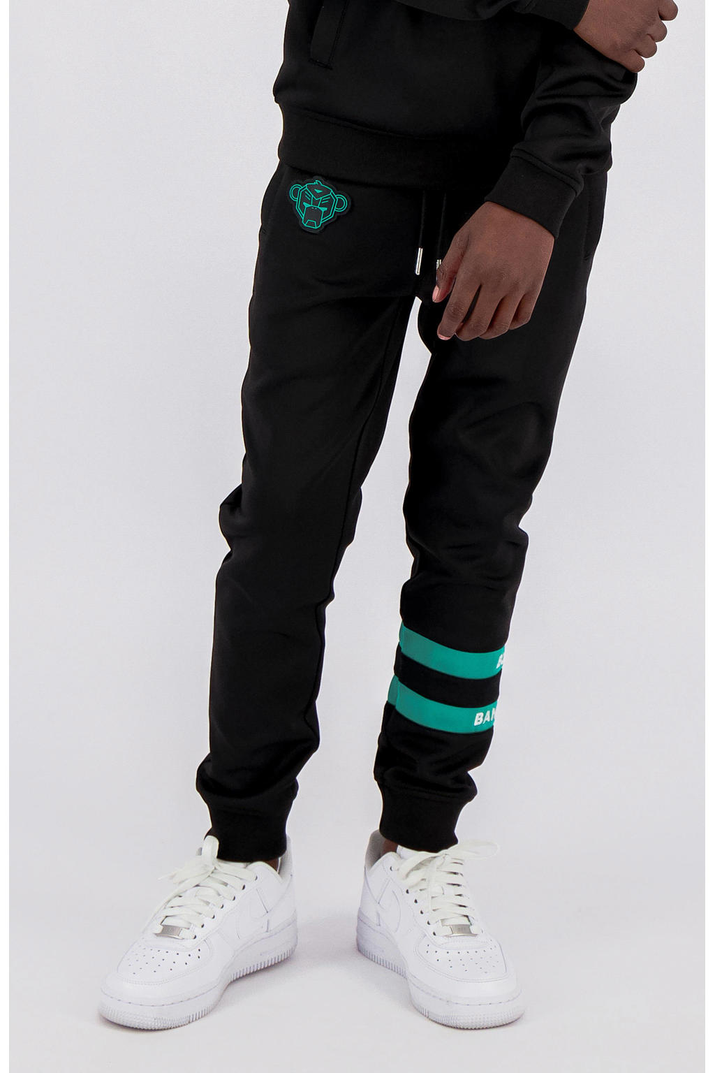 Zwarte jongens BLACK BANANAS slim fit broek mint van polyester met regular waist