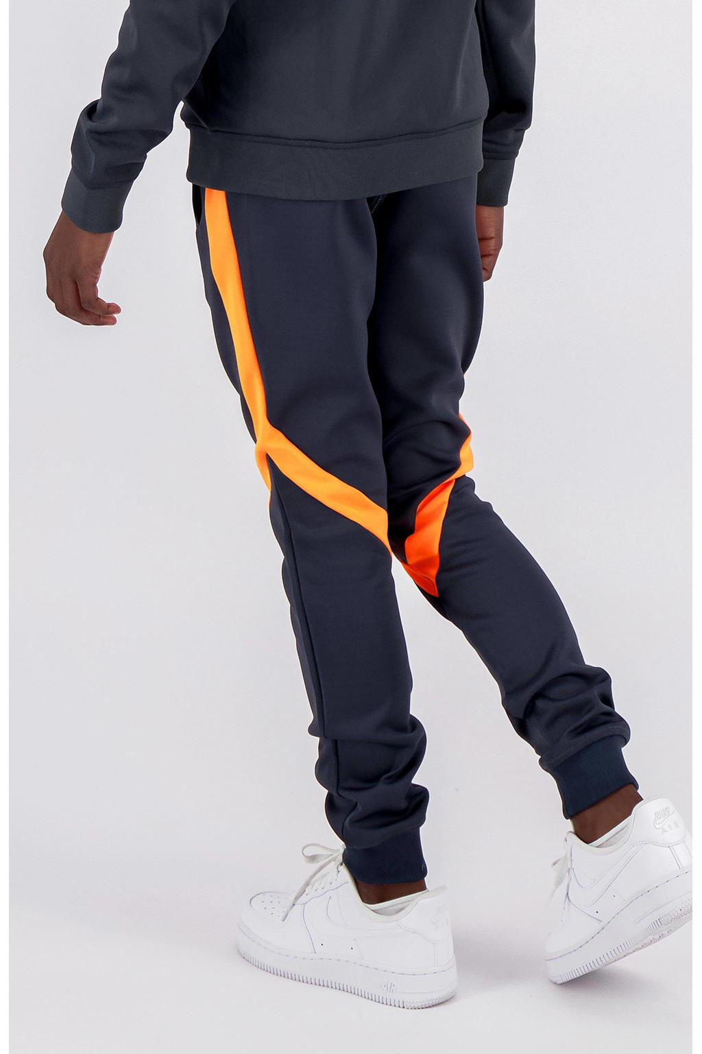 Donkerblauw en oranje jongens BLACK BANANAS slim fit broek van polyester met regular waist en elastische tailleband met koord