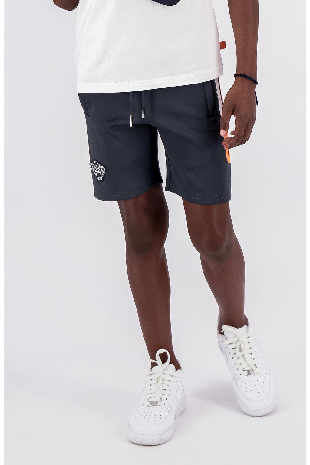 Blauwe jongens BLACK BANANAS slim fit short van polyester met regular waist en elastische tailleband met koord