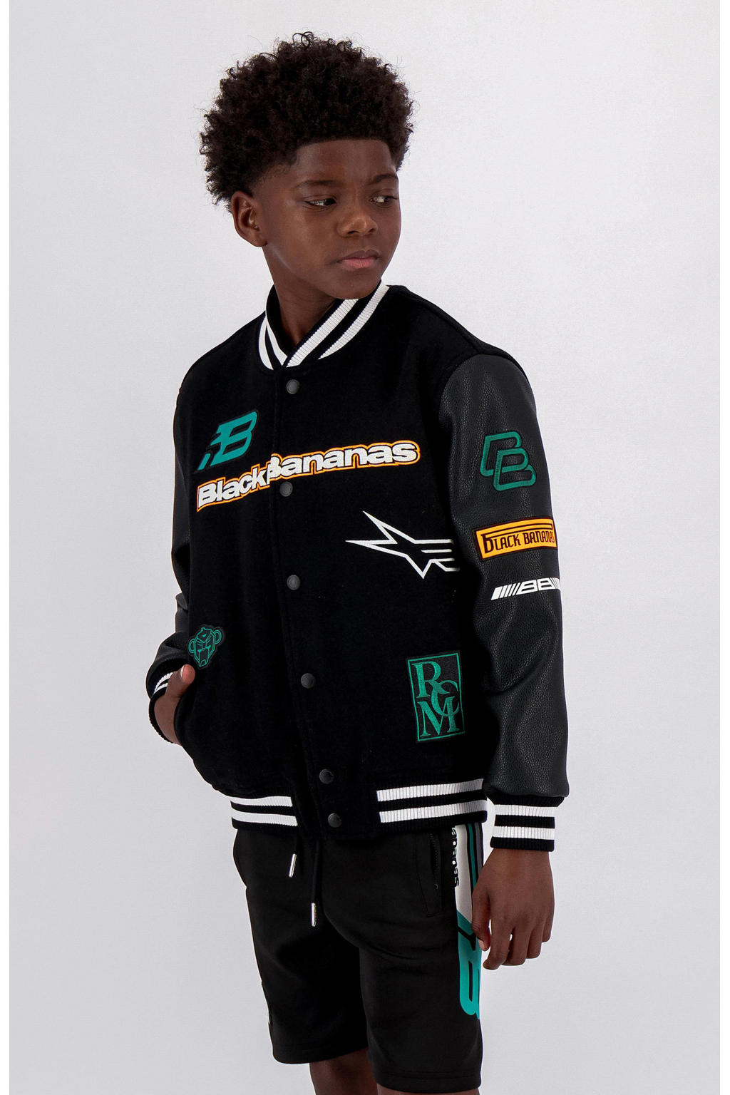 BLACK BANANAS baseball jacket met printopdruk zwart wehkamp