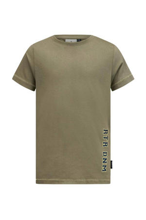T-shirt Italo met backprint licht armygroen