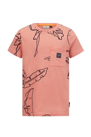 T-shirt Jimmo met all over print roze/grijs