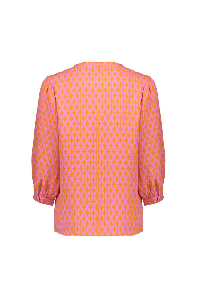 trimmen Marine Heel Geisha blouse met all over print roze/oranje | wehkamp