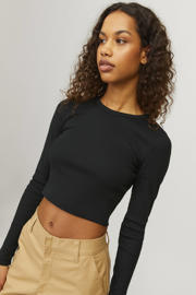 thumbnail: JJXX cropped ribgebreide longsleeve JXFELINE zwart