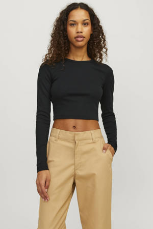 cropped ribgebreide longsleeve JXFELINE zwart