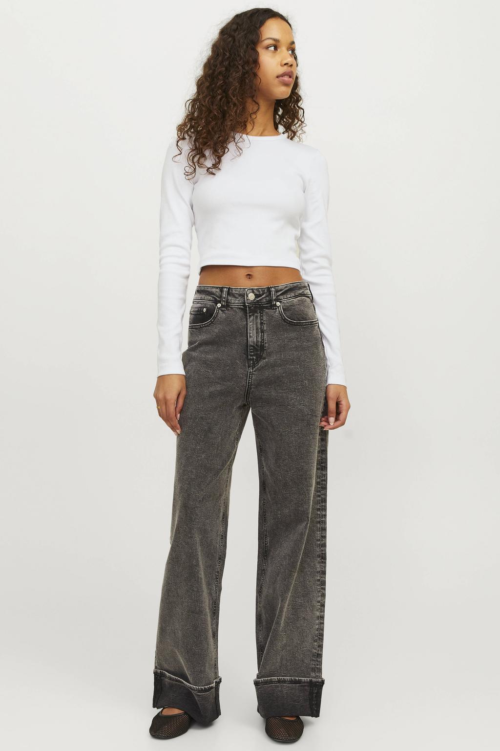 JJXX cropped ribgebreide longsleeve JXFELINE wit