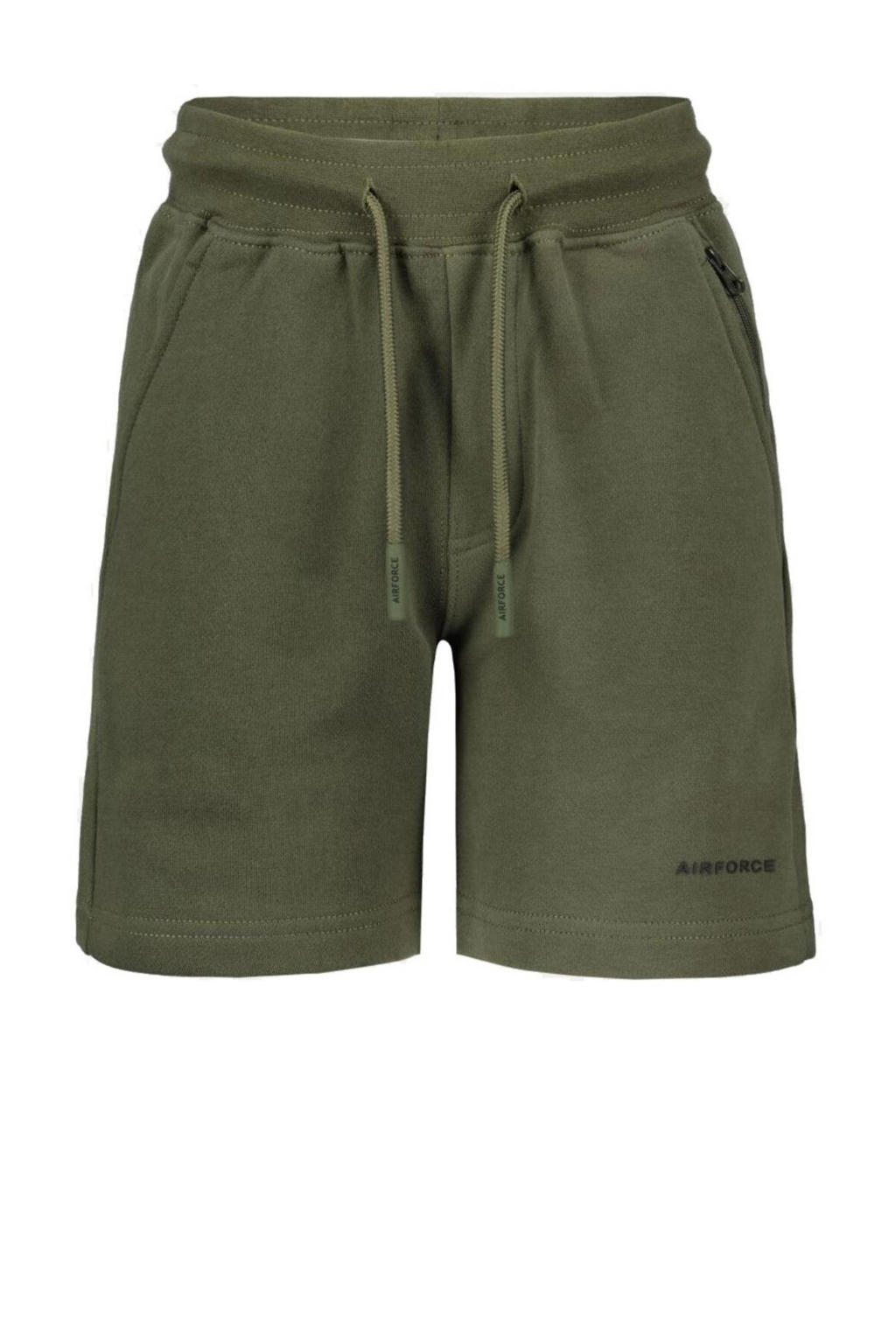 Groene jongens Airforce sweatshort van duurzame sweatstof met elastische tailleband met koord