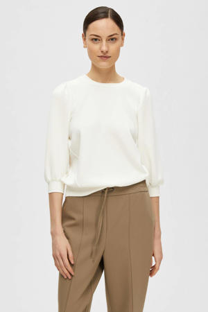 sweater SLFTENNY met plooien wit