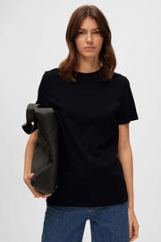 thumbnail: Selected T-shirt SLFMYESSENTIAL van katoen zwart